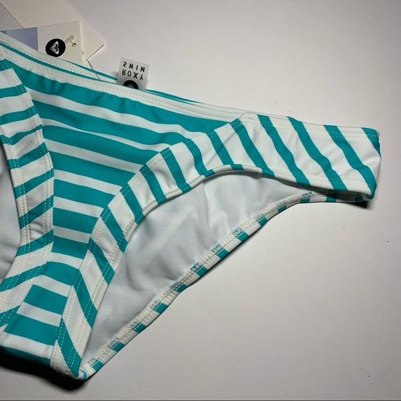 Sz. Med Roxy turquoise white stripe NWT bikini bottom - Picture 8 of 12